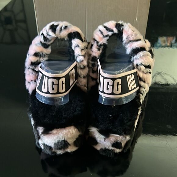 NWT UGG fluffy animal slingback sandals pink 7 - Picture 4 of 11